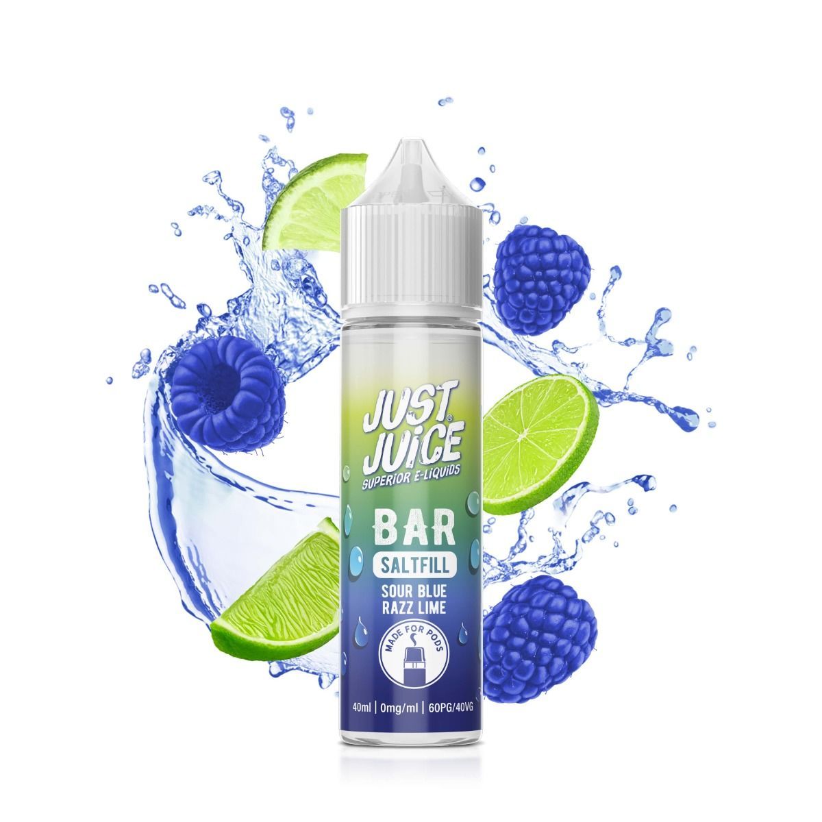 Just Juice Bar Range - Sour Blue Razz Lime - 40ml - Shortfill